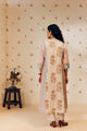 Off-white hand block printed cotton mulmul tunic set, designed with a light and airy silhouette, featuring delicate artisan patterns and made using sustainable practices."