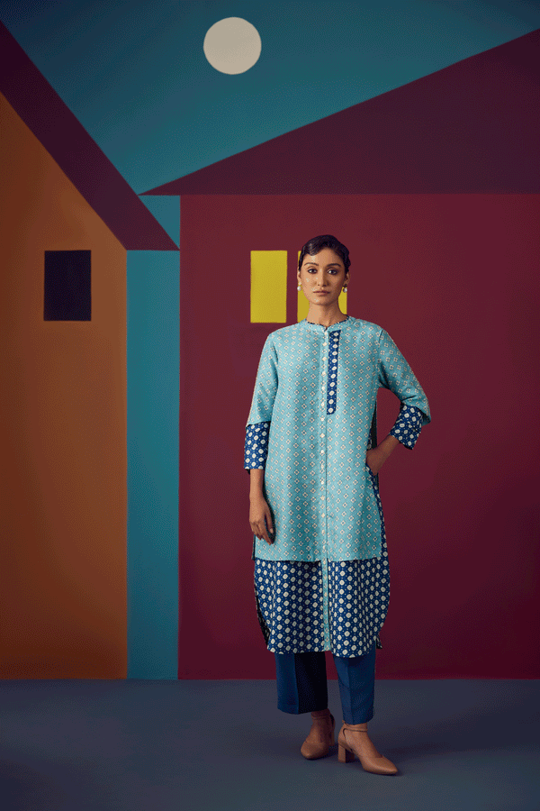 sustainable fashion, hand woven, hand printed, mulberry silk, cord set