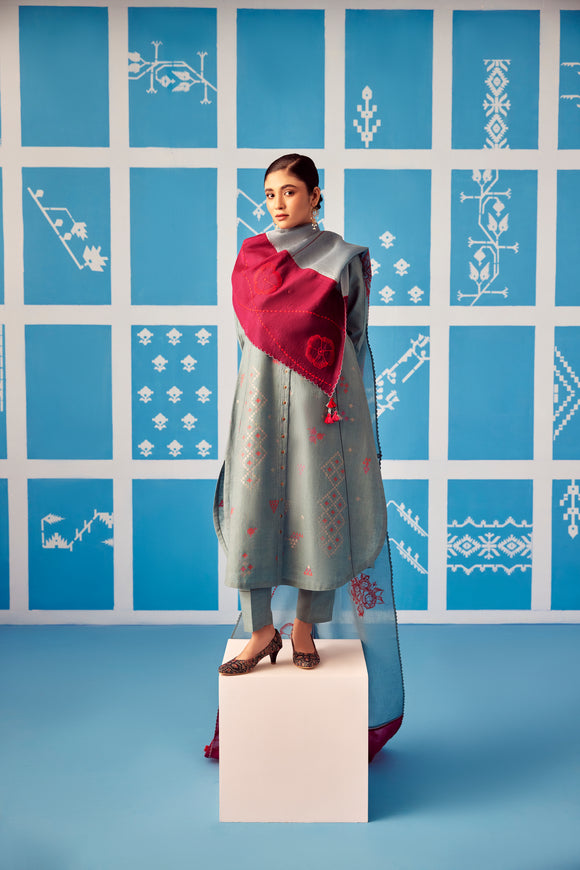 silk khadi Jamdani, sustainable fashion, handmade, handcrafted, Jamdani textiles.