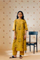 Mustard hand block printed tunic set designed for conscious comfort, featuring intricate patterns on soft, breathable fabric for effortless everyday elegance.