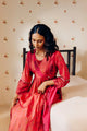 Rose pink hand block printed tunic set crafted from eco-friendly fabric, offering a light and luxurious feel with delicate, artisan-made detailing for mindful, stylish wear.